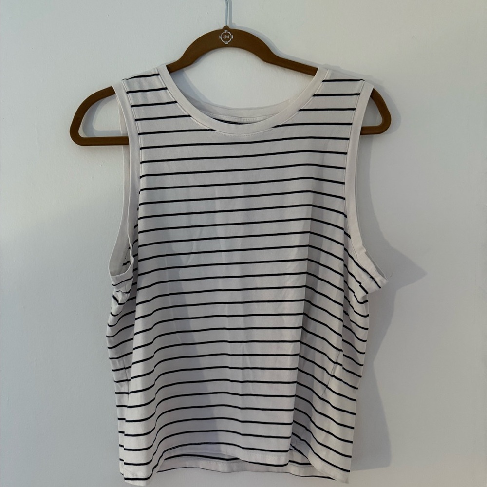 Old Navy Black and White Striped Muscle Tee